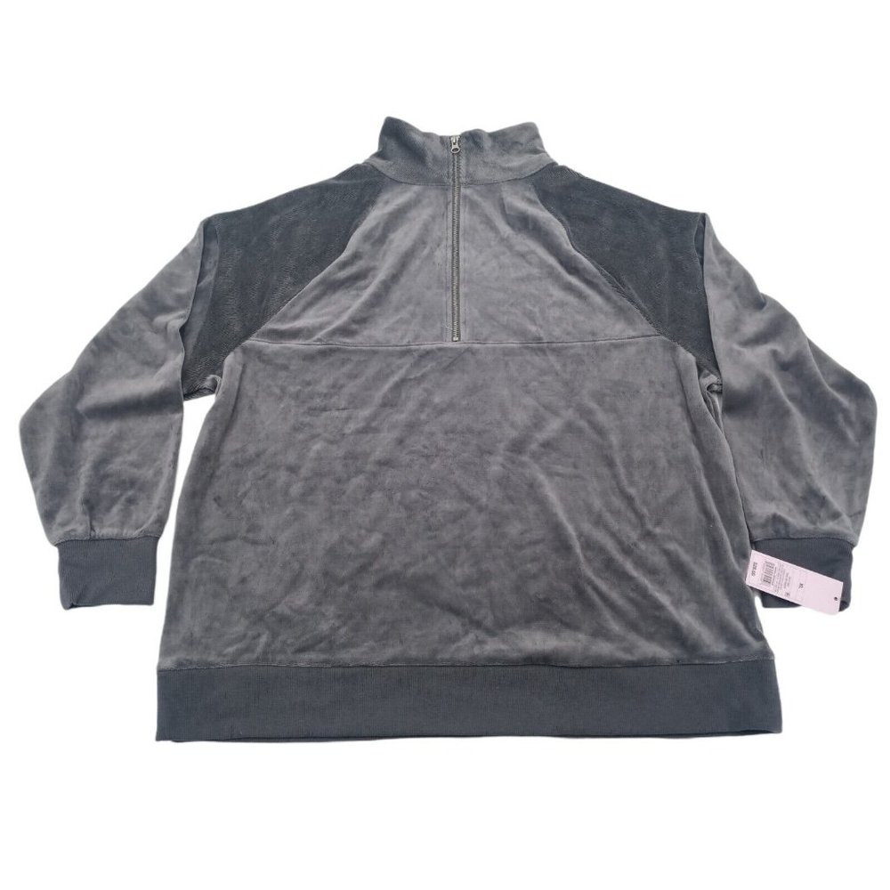 Wild Fable Women's XL Quarter Zip Velour Tunic Dark Grey Sweatshirt